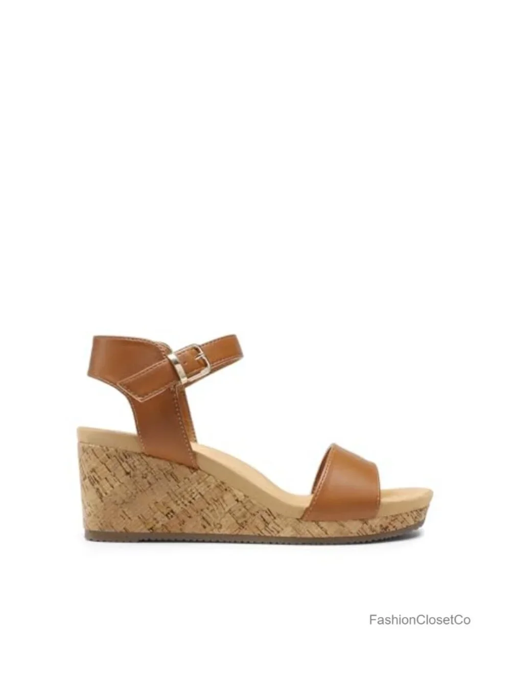 Open Toe Buckle Ankle Strap Platform Wedge Sandals